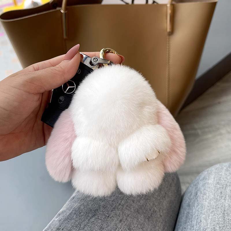 Handgefertigte weiche Hasen-PomPom-Anhänger (Verpackte Version)