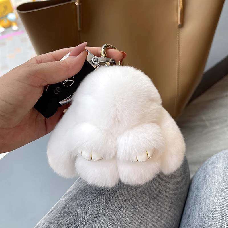 Handgefertigte weiche Hasen-PomPom-Anhänger (Verpackte Version)