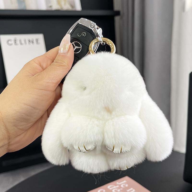 Handgefertigte weiche Hasen-PomPom-Anhänger (Verpackte Version)