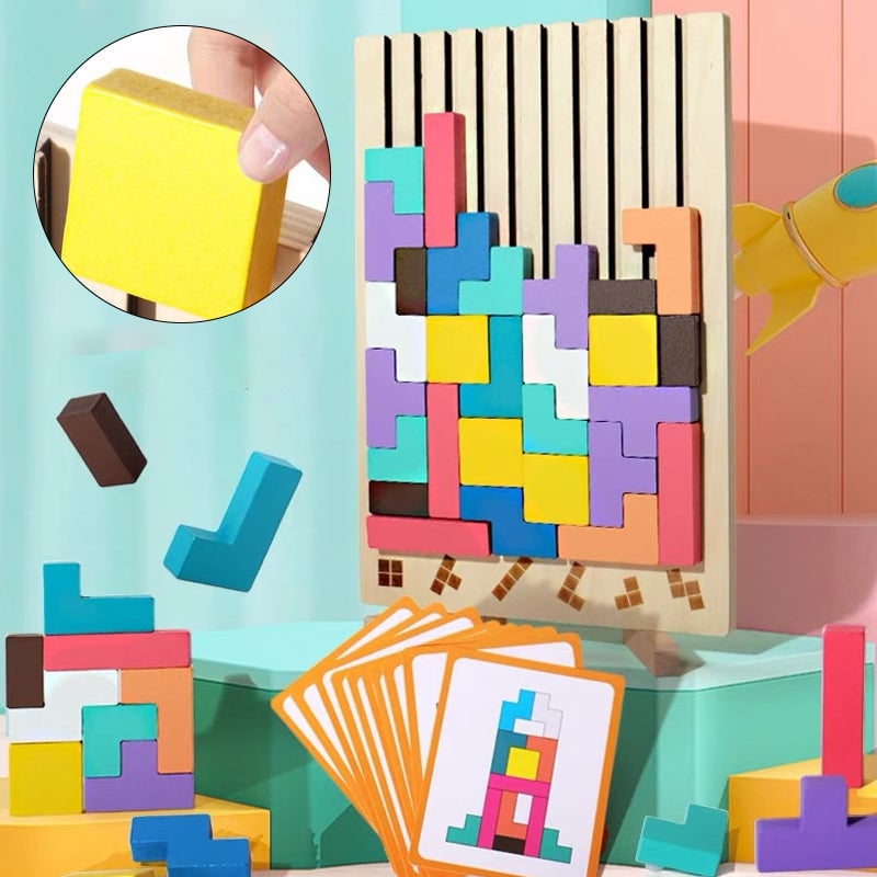 Holzpuzzle-Set zum Stapeln