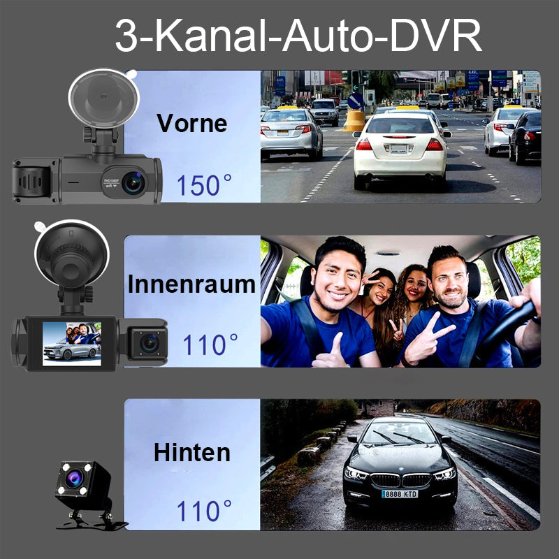 3-Objektiv-Auto-DVR-Dashcam