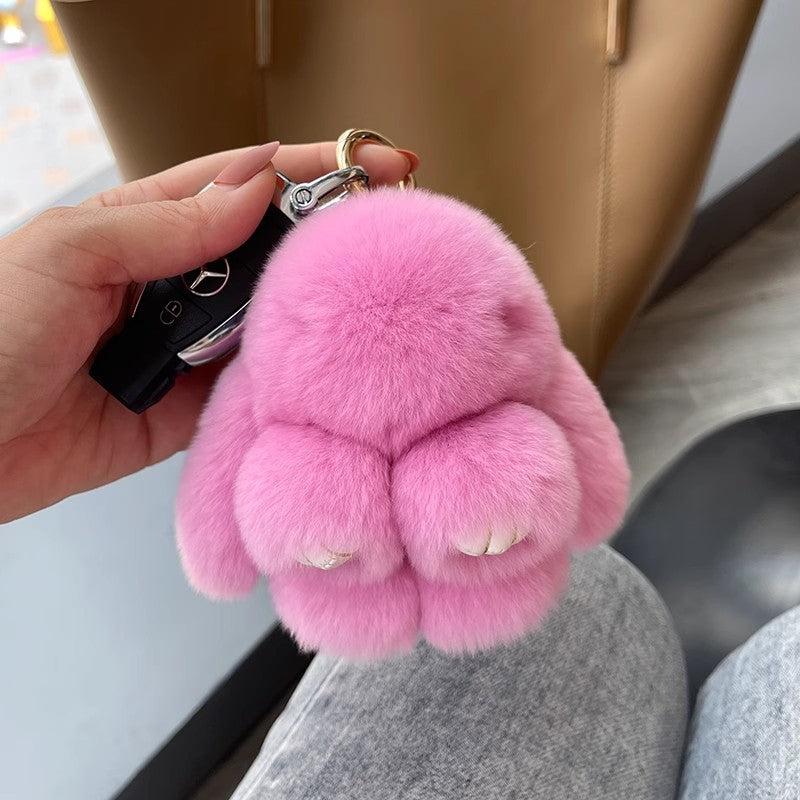 Handgefertigte weiche Hasen-PomPom-Anhänger (Verpackte Version)