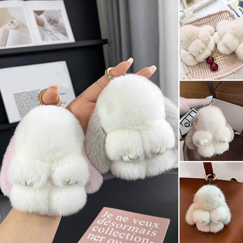 Handgefertigte weiche Hasen-PomPom-Anhänger (Verpackte Version)