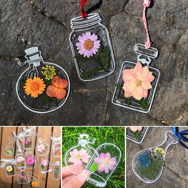 🌸Transparente Trockenblumen-Lesezeichen(mit kostenlosem 10-m-Band)🦋