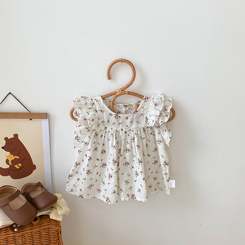 Baby Mädchen Sommer dünnes Baumwollblumenhemd