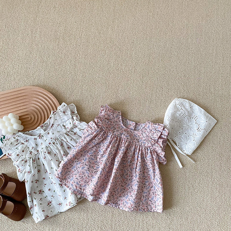 Baby Mädchen Sommer dünnes Baumwollblumenhemd
