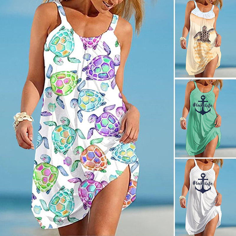 Kleid mit Stranddruck für den Urlaub