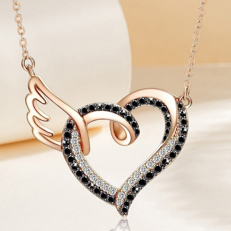 Ich werde dich in meinem Herzen halten, bis ich dich im Himmel halten kann Schwarze Diamant-Halskette