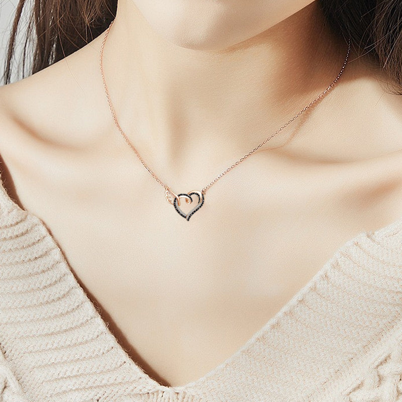 Ich werde dich in meinem Herzen halten, bis ich dich im Himmel halten kann Schwarze Diamant-Halskette