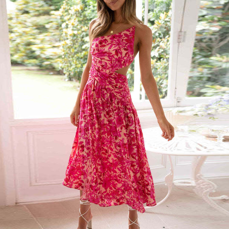 Ärmelloses, rückenfreies Kleid mit offenem Saum