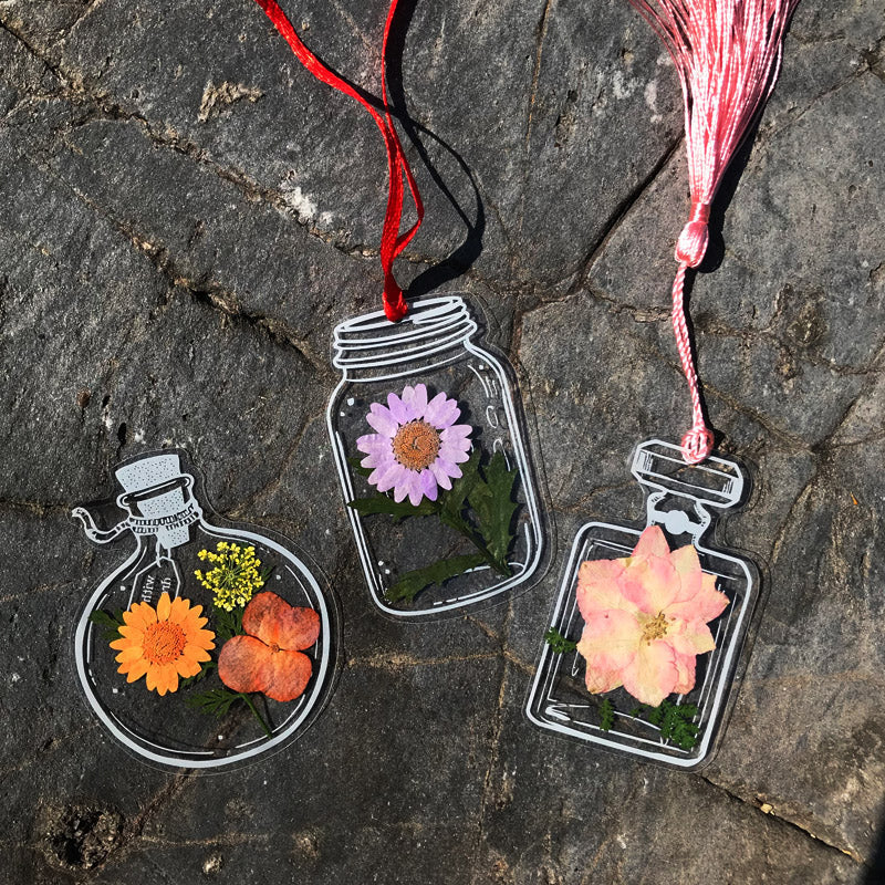 🌸Transparente Trockenblumen-Lesezeichen(mit kostenlosem 10-m-Band)🦋