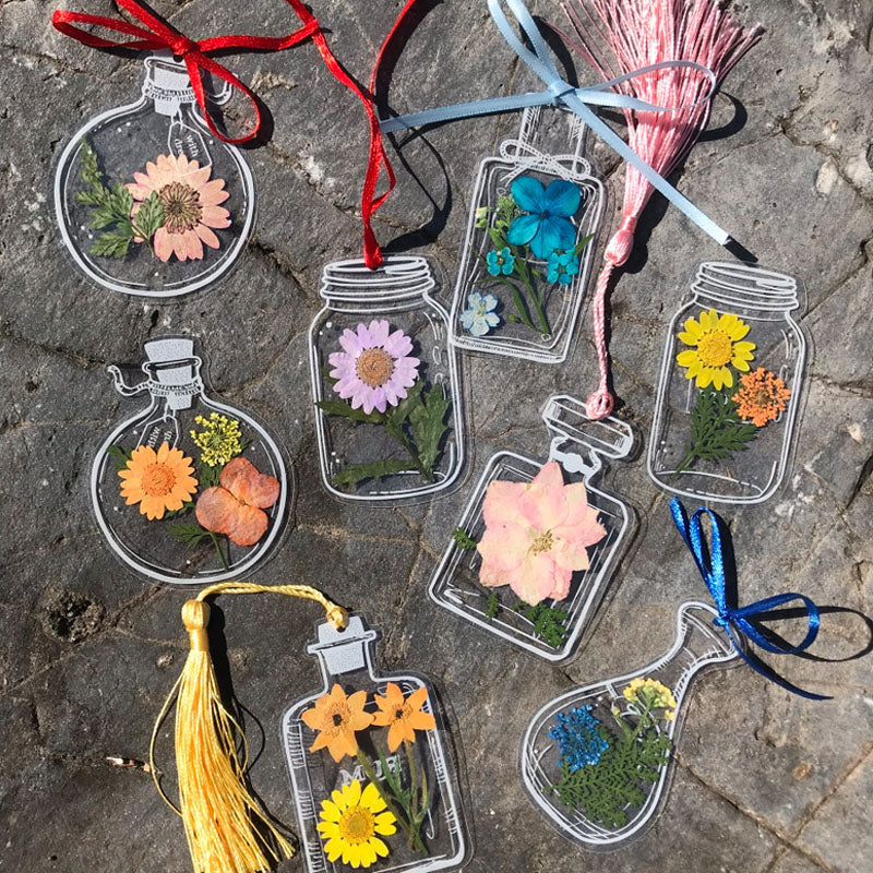 🌸Transparente Trockenblumen-Lesezeichen(mit kostenlosem 10-m-Band)🦋