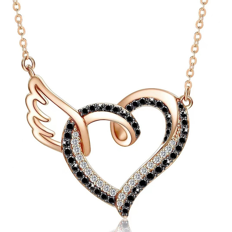 Ich werde dich in meinem Herzen halten, bis ich dich im Himmel halten kann Schwarze Diamant-Halskette