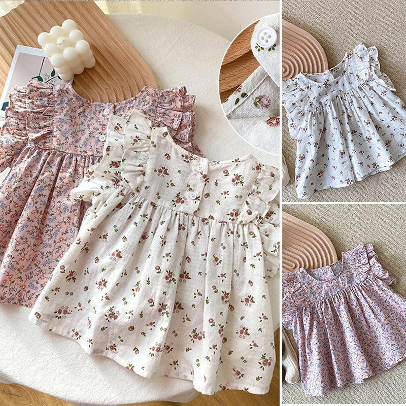 Baby Mädchen Sommer dünnes Baumwollblumenhemd